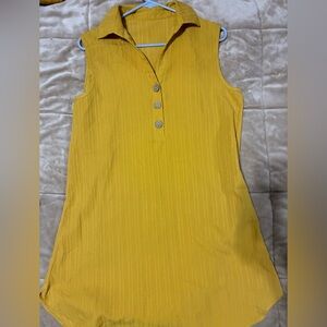 Sleeveless Collared Tunic Top in Mustard Yellow